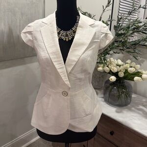 NWT The Limited White Short-Sleeve Linen Blend Blazer - Women